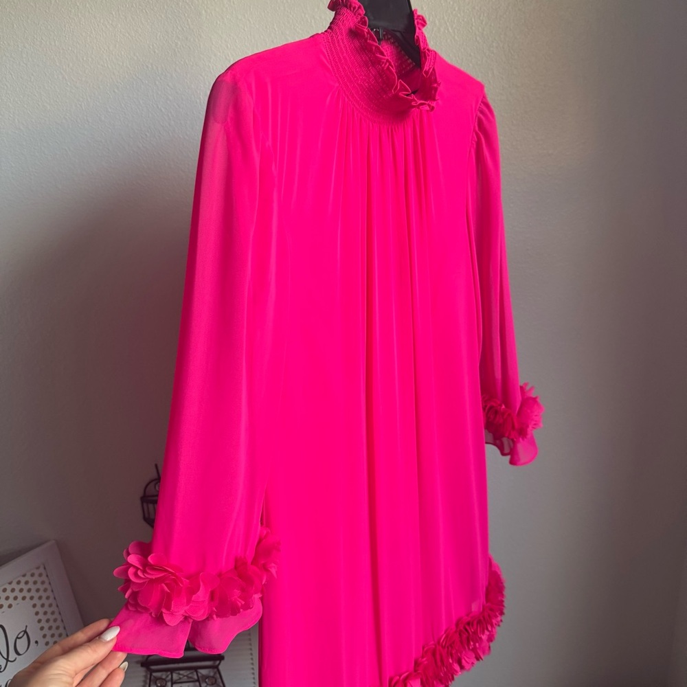 NWT Alex Marie Amelia Smocked Turtleneck Floral Petal Detail Chiffon Dress - Picture 5 of 10